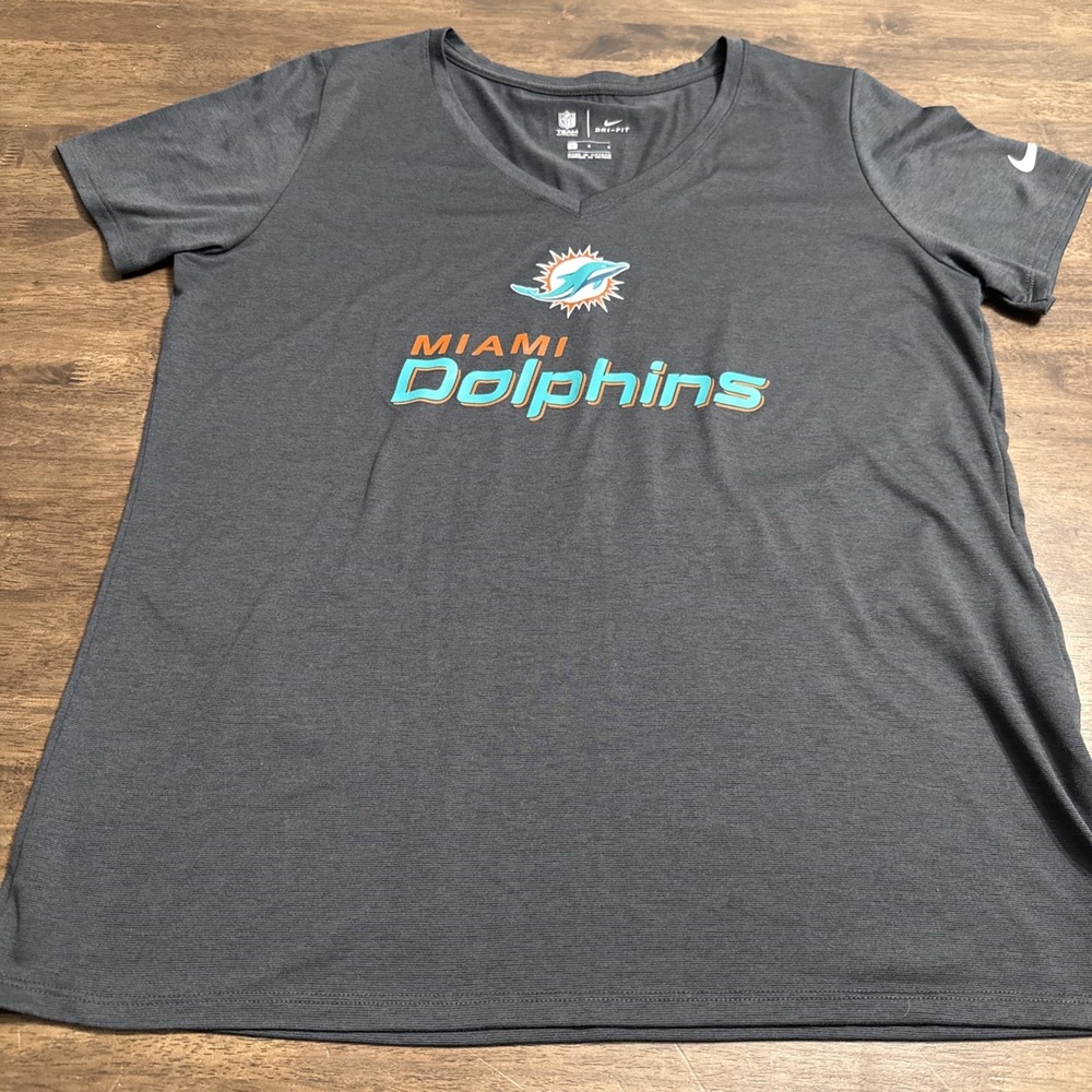 NFL TEAM APPAREL Gray Miami Dolphins Short Sleeve Nike Dri Fit Shirt Large